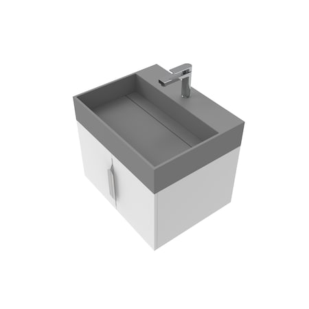 Castello Usa Amazon 24-inch White Vanity Set with Gray Top and Chrome Handles CB-MC-24W-CHR-2056-GR